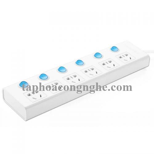 Ugreen 30242 3M Màu Trắng Ổ cắm điện đa năng 6 cổng + công tắc MAX 2500W CD117 30030242